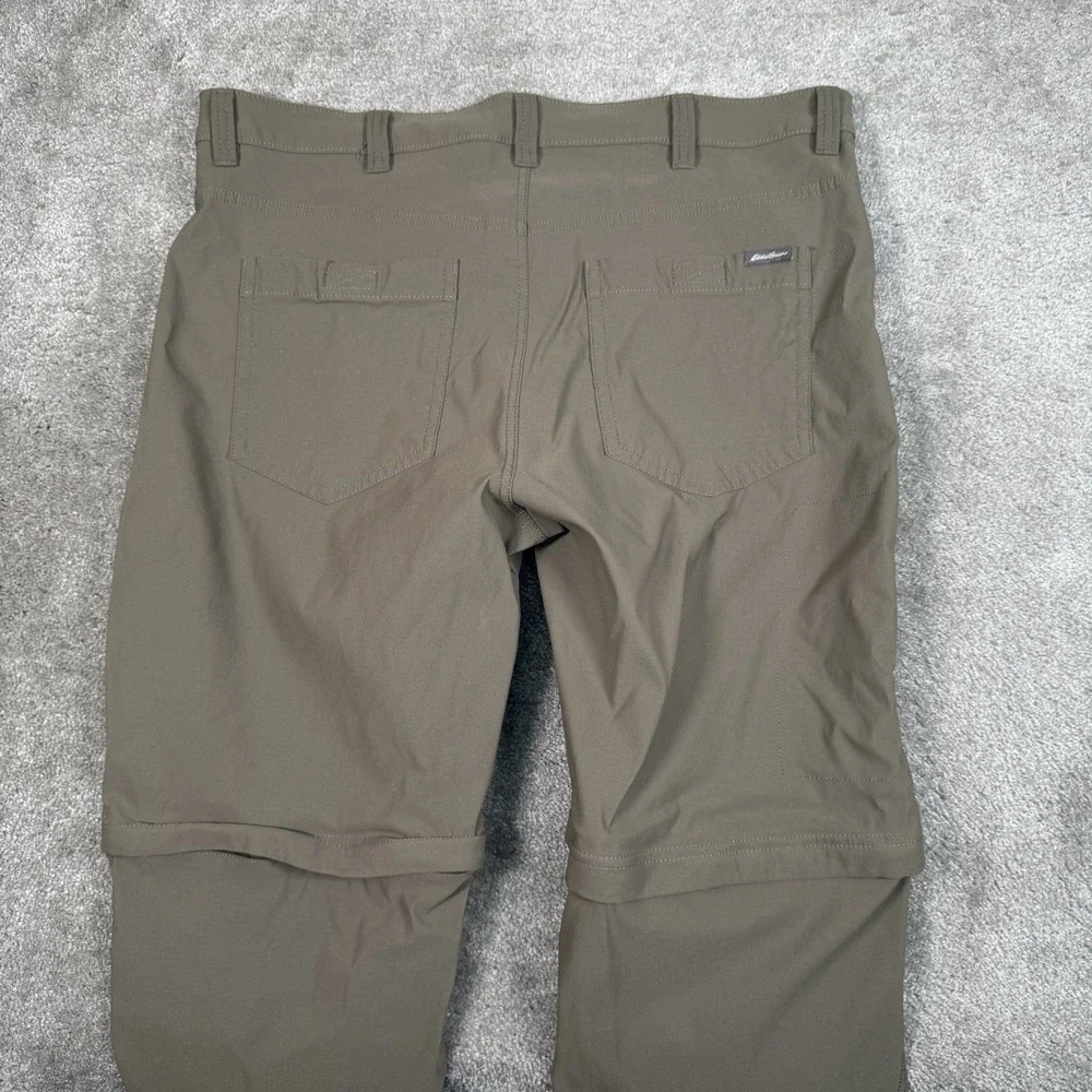 Eddie Bauer Convertible Tech‎ Pants Mens 38x34 Green Hiking Lightweight Shorts